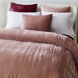 Pottery Barn Velvet Duvet and Shams (Vintage Pink) (King Size)